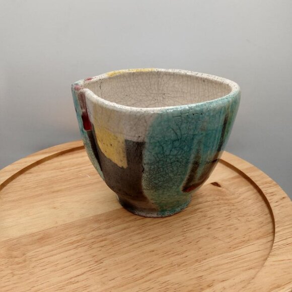 Segal Signed Pottery Bowl/Cup green/brown MCM look - Picture 14 of 15